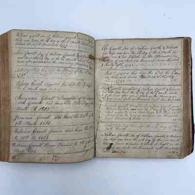 Garrett Family Manuscript Collection/The Lewis Family Bible [1765]: Pages after Apocrypha and before New Testament: Genealogy information for the Lewis and Garrett families