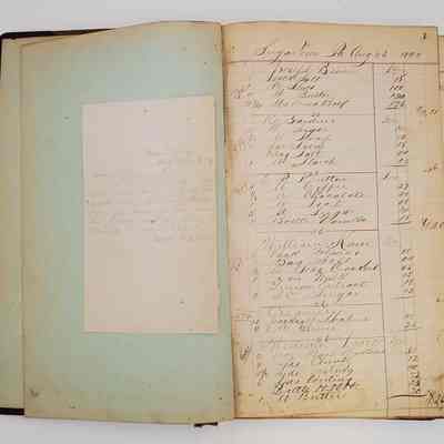 Hillery John Daybook 1893-1894: First page of entries, August 26, 1893, plus a letter dated August 1st 1894, requesting supplies