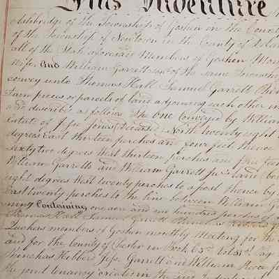 Indenture-Deed - Goshen Friends Monthly Meeting 1817: close up of script on Deed