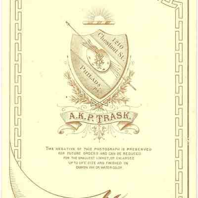 William Williams Jr.: back of photograph - "William Williams Jr."
A.K.P. Trask Emblem/Logo and Information