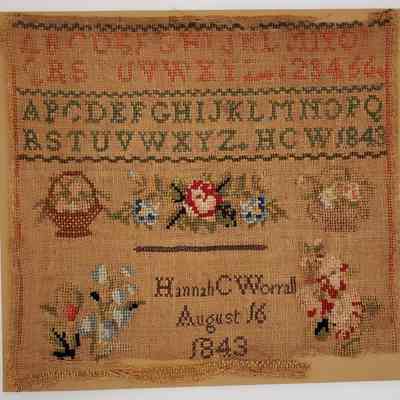 Worrall and John Family Records/Hannah C. Worrall cross-stitch, 1843
