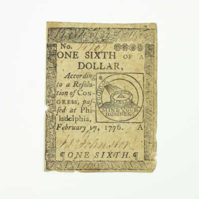 Continental Currency, 1/6 of a Dollar