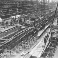 USS Iowa looking forward from Frame 106 showing the triple hull bottom under construction - September 30, 1940 - F1111C21