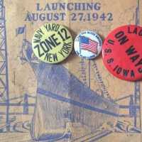 USS Iowa launch day shipyard workers and guests identification badges - Brooklyn Navy Yard, New York - August 27, 1942