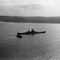 IOWA anchored in Biscay Bay, Newfoundland. September / October 1943. 80-G-471992.