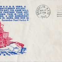 USS Iowa commemorative launch postal cover. Iowa