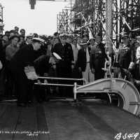 USS Iowa ceremonial keel laying with workers & shipyard officials at New York Navy Yard, Brooklyn - June 27, 1940 - F1111C17