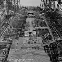 USS Iowa amidship looking aft, Turret 2 in foreground with No. 3 aft, Main Deck plating needs completing - March 28, 1942 - F1111C88
