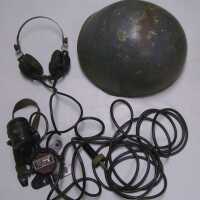 Grey "Talker" Helmet with Sound-Powered Microphone and Headset