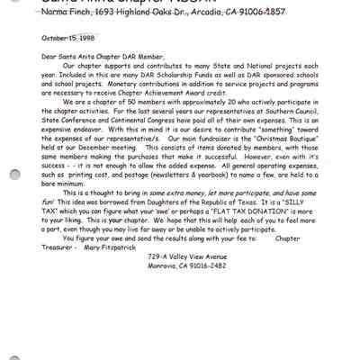 DAR: Santa Anita Chapter NSDAR Contribution Newsletter