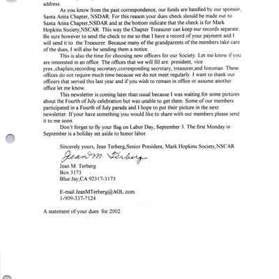A Notice from Jean Terberg