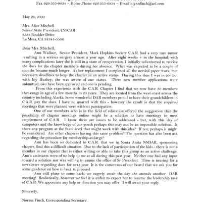 An Email from Norma Finch