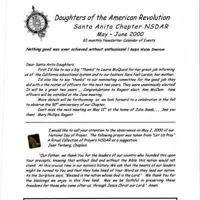 DAR: Santa Anita Chapter NSDAR May/June 2000 Newsletter