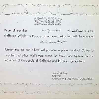 Deed for 300 Square Feet of Wildflowers