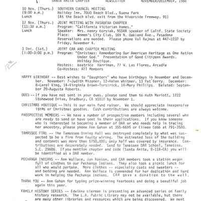 DAR: Santa Anita Chapter NSDAR November/December 1988 Newsletter