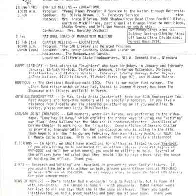 DAR: Santa Anita Chapter NSDAR January/February 1990 Newsletter