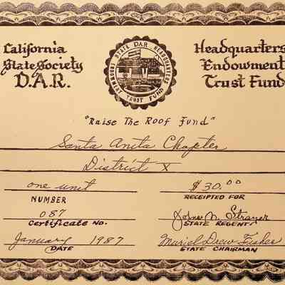 CSS DAR Headquarters Endowment Trust Fund award, January 1987