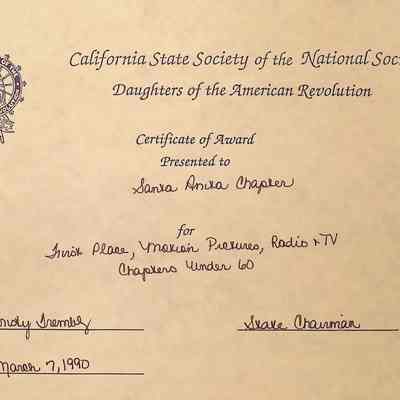 CSS DAR Award for Motion Pictures, Radio and TV, March 1990