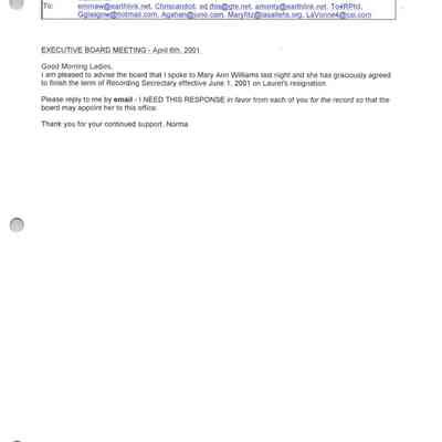 Email Responses to Norma Finch