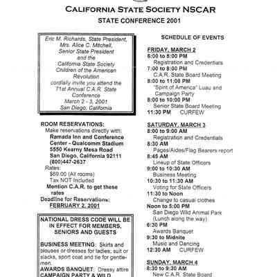 California State NSCAR State Conference 2001 Newsletter