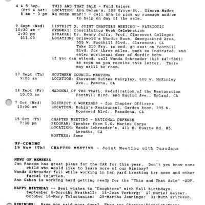 DAR: Santa Anita Chapter NSDAR September/October 1992 Newsletter