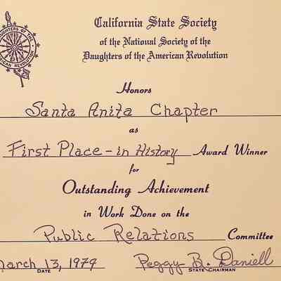 CSS DAR Award for History, March 1979