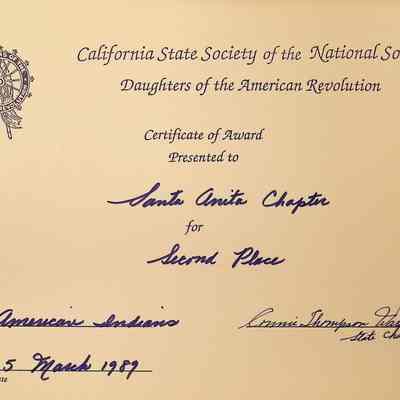 CSS DAR Award for American Indians, March 1989