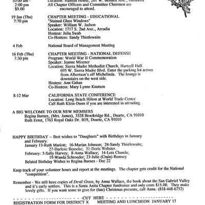 DAR: Santa Anita Chapter NSDAR January/February 1995 Newsletter