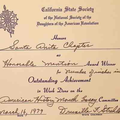 CSS DAR Award for Number of Inches in Press, March 1979