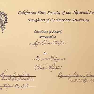CSS DAR Award for Excellent Programs in Public Relations, March 1989
