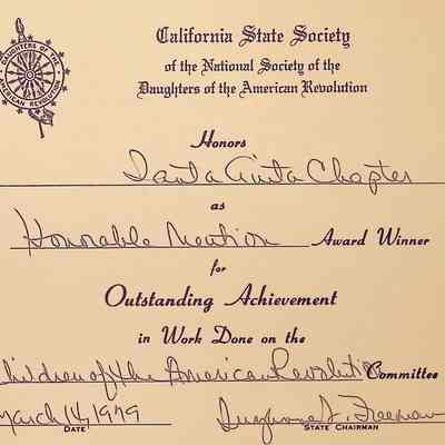 CSS DAR Award for Children of the American Revolution, March 1979