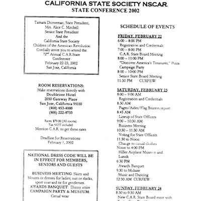 California State NSCAR State Conference 2002 Newsletter