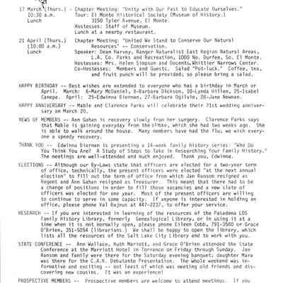 DAR: Santa Anita Chapter NSDAR March/April 1988 Newsletter
