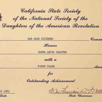 CSS DAR Award for Outstanding Achievement, Feb 1985
