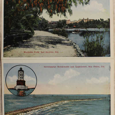 1- Post Office and Bank, 2- Westlake Park, 3- San Pedro lighthouse and breakwater, 4- Redondo Beach Pier
