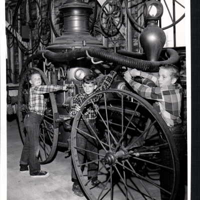 Three Children View the Steam Engine at the Pony Express Museum, CA