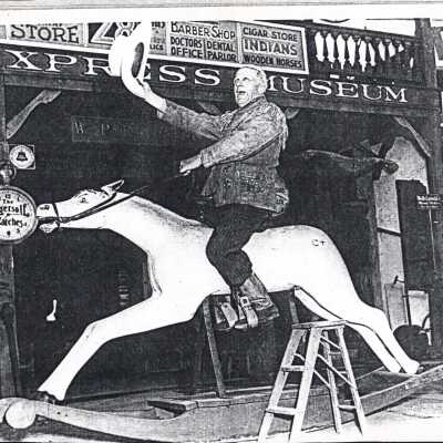 William Lyon Parker Riding a Display Horse at the Pony Express Museum, CA