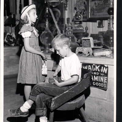 Young Children Posing in Front of Display at the Pony Express Museum, CA