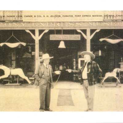 Parker Lyon and B. H. Jellison Standing Outside the Pony Express Museum, CA