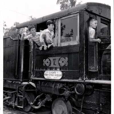 3 Children on a Train at the Pony Express Museum, CA