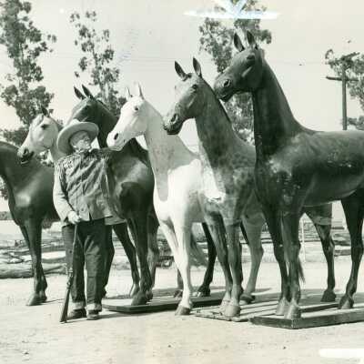 Parker Lyon's Wooden Horses at his Pony Express Museum in 1936