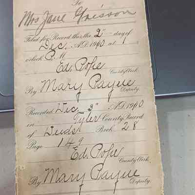 Warranty Deed B E Moore to Jane Grissom dated December 2, 1910