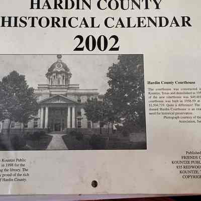 Hardin County Historical Calendar 2002