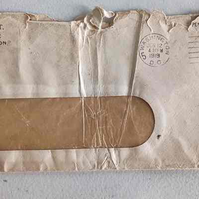 Envelope from War Department, Zone Finance Office dated June 12, 1919, no letter with envelope