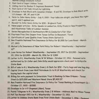 Various Items Index - Weathersby, Kirby, Silsbee, Insurance Policies