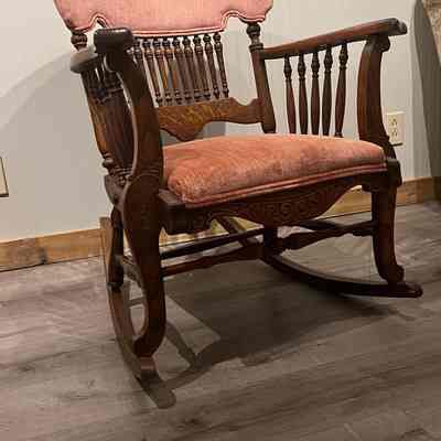 1920’s Tiger Oak rocking chair and footstool