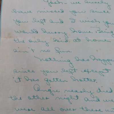 Letter and Envelope to John H Kirby II from Sister