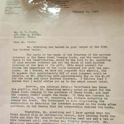 Letter to E V Clark from McCammon, Morris & Pickens February 23, 1937