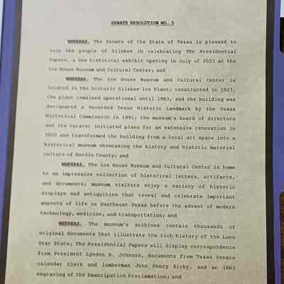 Senate Resolution No. 5 - State of Texas - Presidential Papers