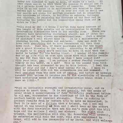 Excerpt of a letter written by John Henry Kirby around 1901